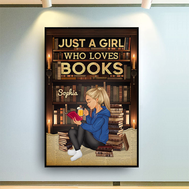 Just A Girl Who Loves Books Reading - Gift For Nerds - Personalized Custom Poster