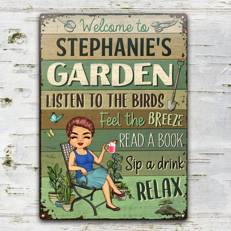 Listen To The Birds Feel The Breeze Gardening - Garden Sign - Personalized Custom Classic Metal Signs