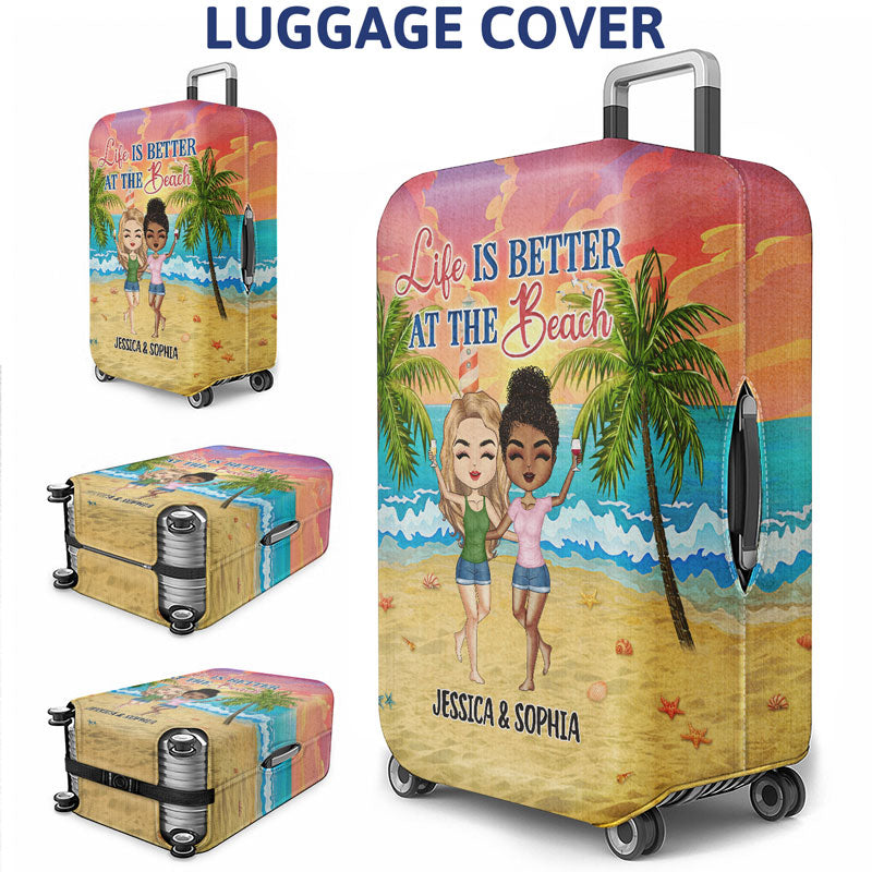 Beach Couple I Love You To The Beach And Back - Gift For Couples - Personalized Custom Luggage Cover