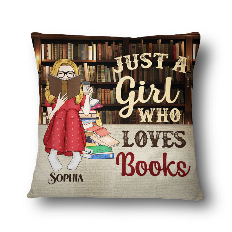 Just A Girl Who Loves Books Reading Vintage - Gift For Book Lovers - Personalized Custom Pillow