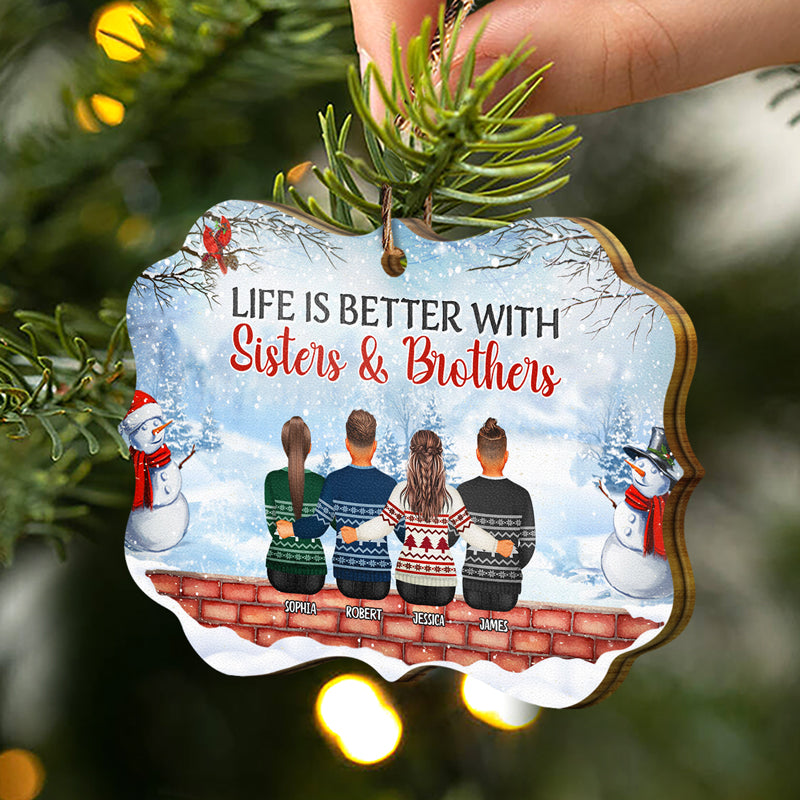 Side By Side Or Miles Apart Sisters Brothers Will Always Be Connected - Christmas Gift For Siblings - Personalized Wooden Ornament