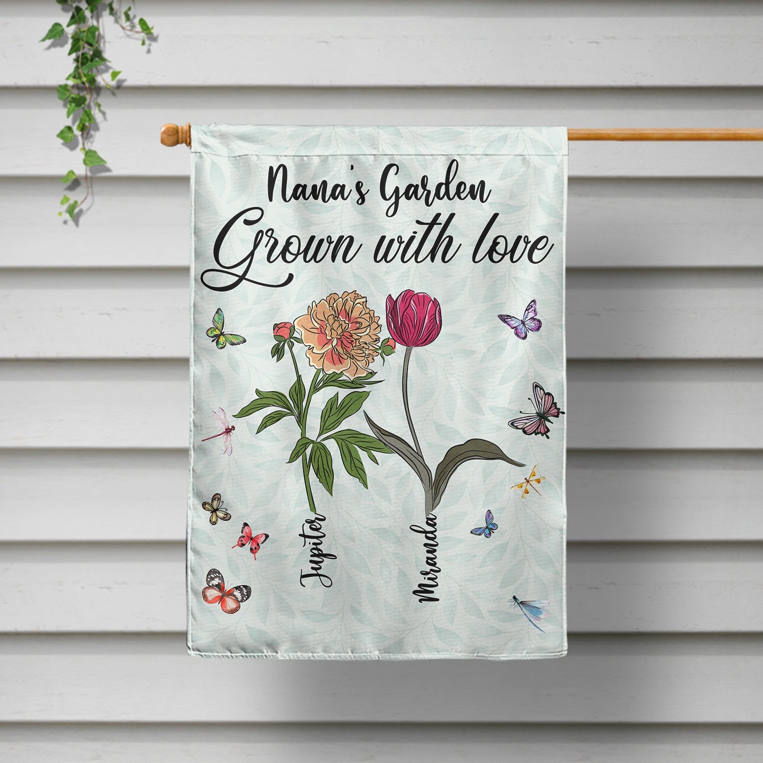 Grown With Love Garden - Birthday, Loving Gift For Mom, Mother, Grandma, Grandmother, Grandparent, Family - Personalized Custom Flag