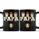 Vintage Map Papa Title - Birthday, Loving Gift For Dad, Father, Papa, Grandpa, Grandfather - Personalized Custom Black Mug