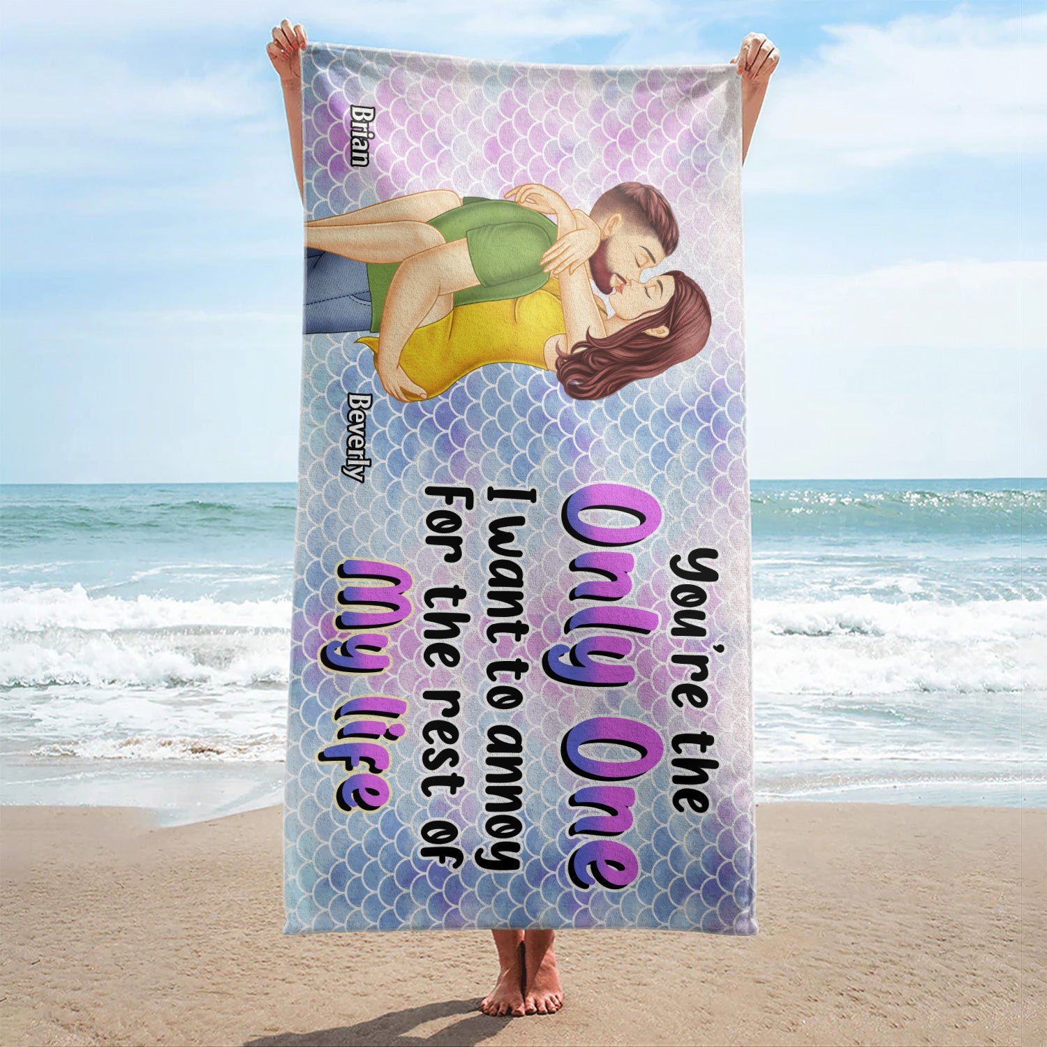 I Love You To The Beach And Back - Birthday, Vacation, Traveling Gift For Spouse, Couple, Husband, Wife - Personalized Beach Towel