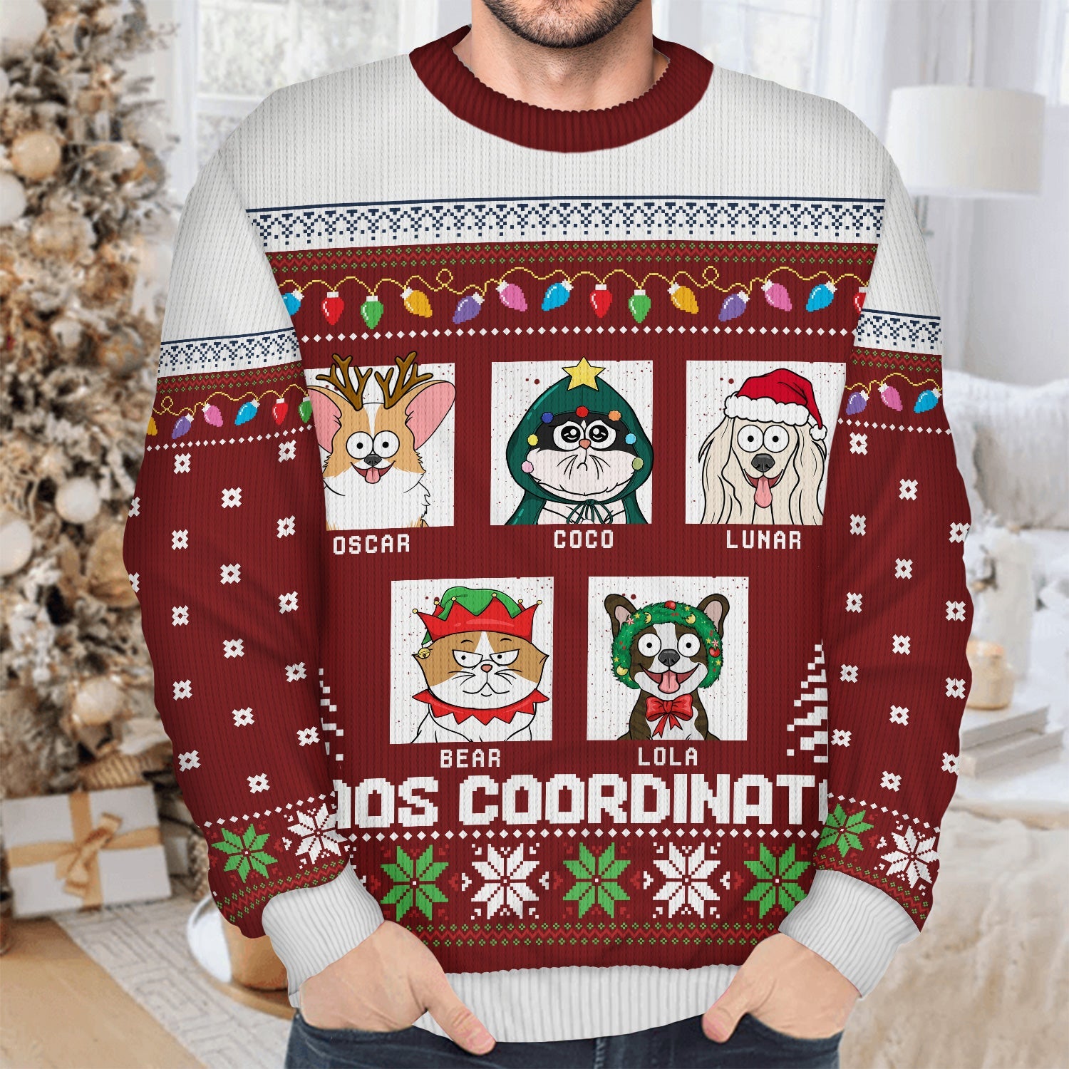 Chaos Coordinator - Funny, Christmas Gift For Dog Lover, Cat Lover, Pet Owner - Personalized Unisex Ugly Sweater