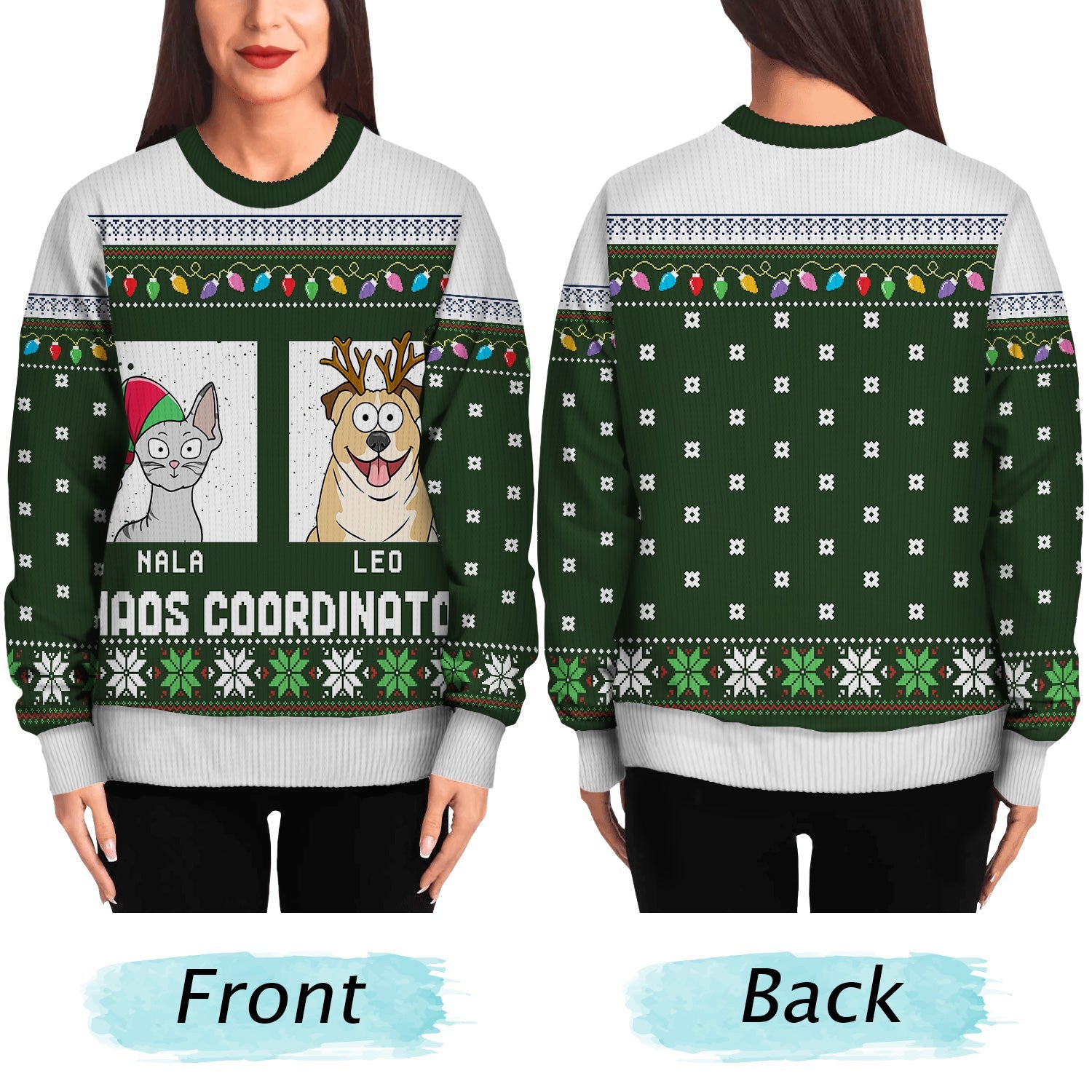 Chaos Coordinator - Funny, Christmas Gift For Dog Lover, Cat Lover, Pet Owner - Personalized Unisex Ugly Sweater