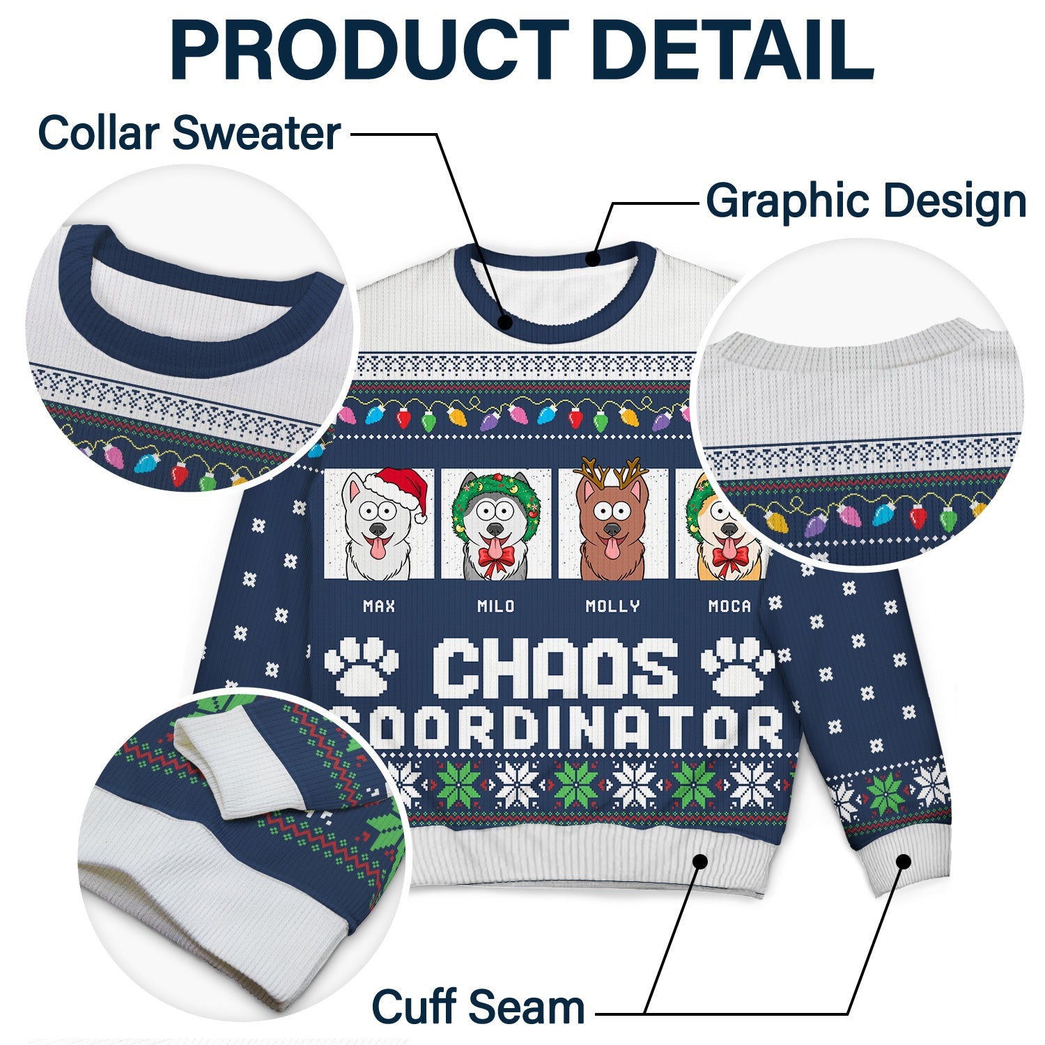 Chaos Coordinator - Funny, Christmas Gift For Dog Lover, Cat Lover, Pet Owner - Personalized Unisex Ugly Sweater