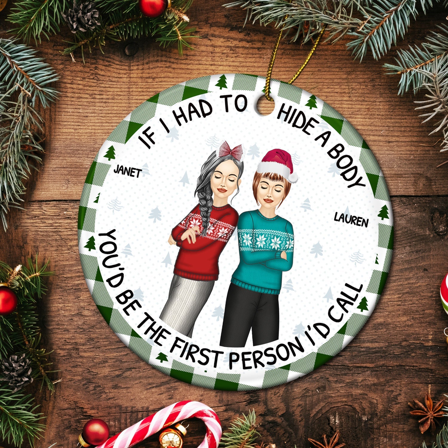 If I Had To Hide A Body - Christmas Funny Gift For Besties, Friends, Colleagues - Personalized Circle Ceramic Ornament