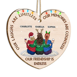 Our Memories Are Countless, Our Friendship Is Endless - Christmas Gifts For Best Friends, Besties - Personalized Custom Shaped Wooden Ornament