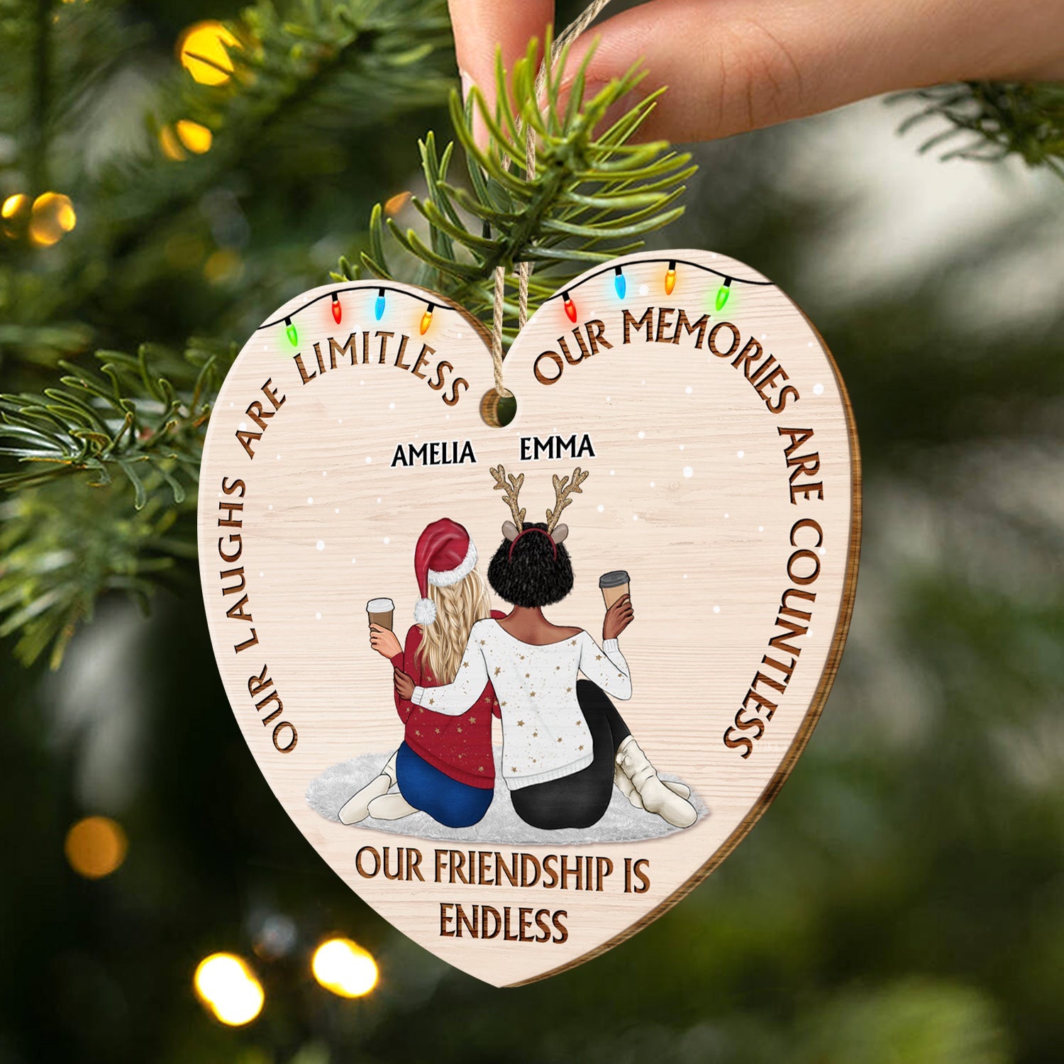 Our Memories Are Countless, Our Friendship Is Endless - Christmas Gifts For Best Friends, Besties - Personalized Custom Shaped Wooden Ornament