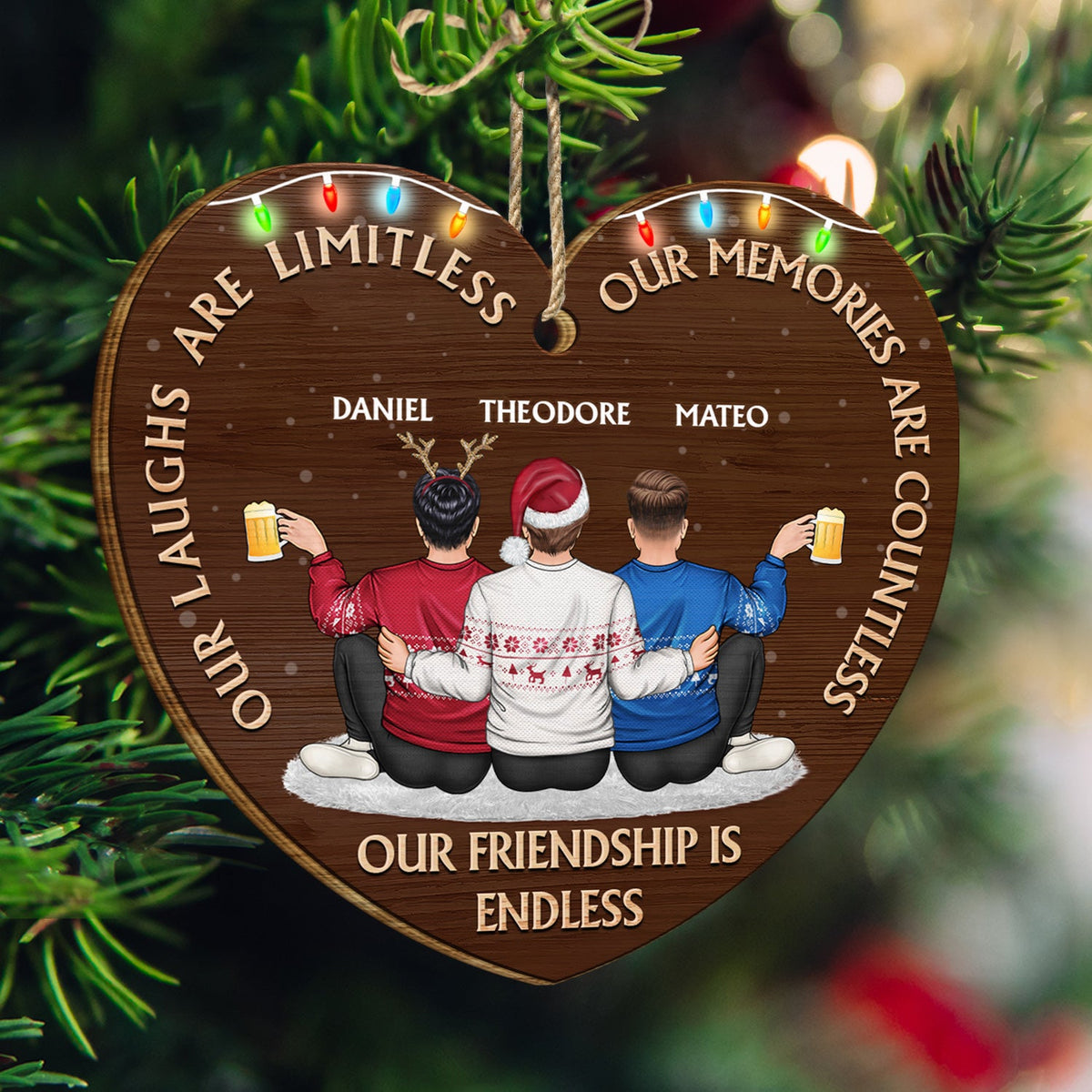 Our Memories Are Countless, Our Friendship Is Endless - Christmas Gifts For Best Friends, Besties - Personalized Custom Shaped Wooden Ornament