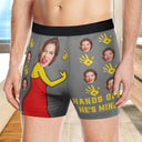 Custom Photo Hands Off He's Mine - Funny Gift For Husband, Boyfriend - Personalized Men's Boxer Briefs