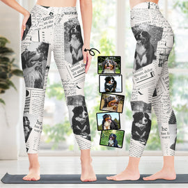 Custom Photo Newspaper - Birthday, Loving Gift For Women, Gift For Yourself, Gym Lady, Yoga Girl, Pet Mom - Personalized Leggings