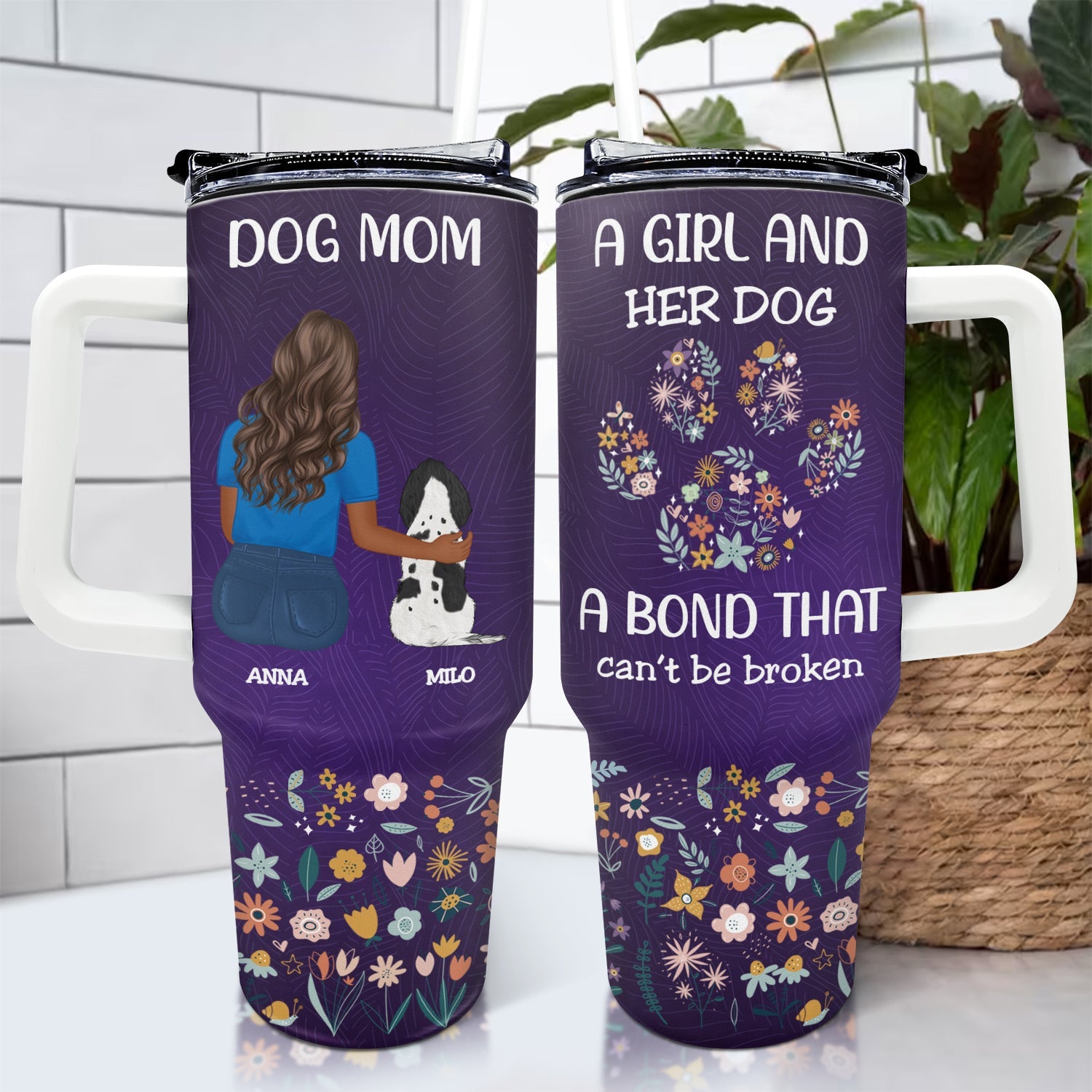 A Bond That Can't Be Broken - Holiday, Birthday Gift For Dog Lovers, Dog Mom - Personalized 40oz Tumbler With Straw