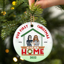 First Christmas In Our New Home - Gift For Couple - Personalized Custom Circle Ceramic Ornament