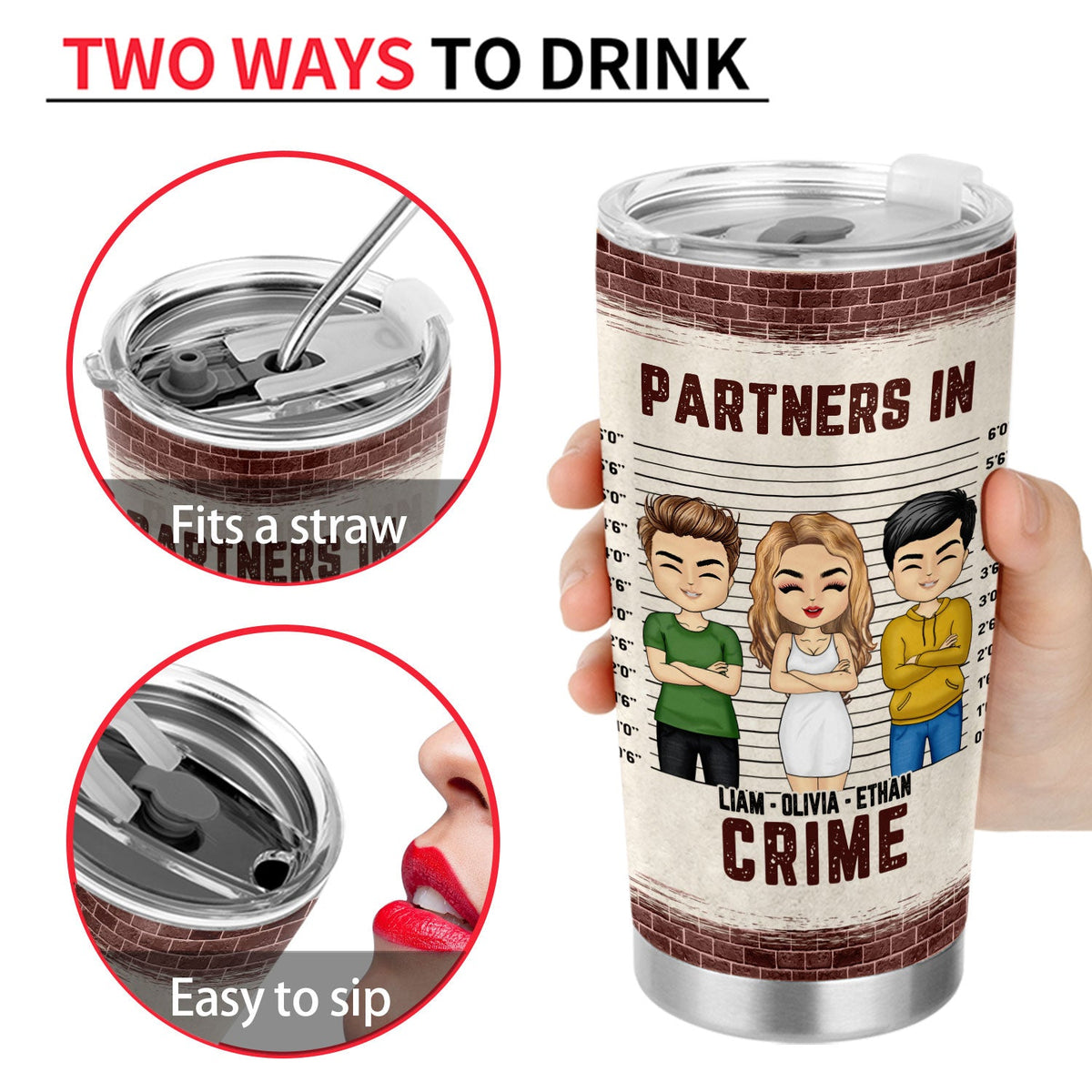 Chibi Bestie Partners In Crime If We Get Caught - Personalized Custom Tumbler