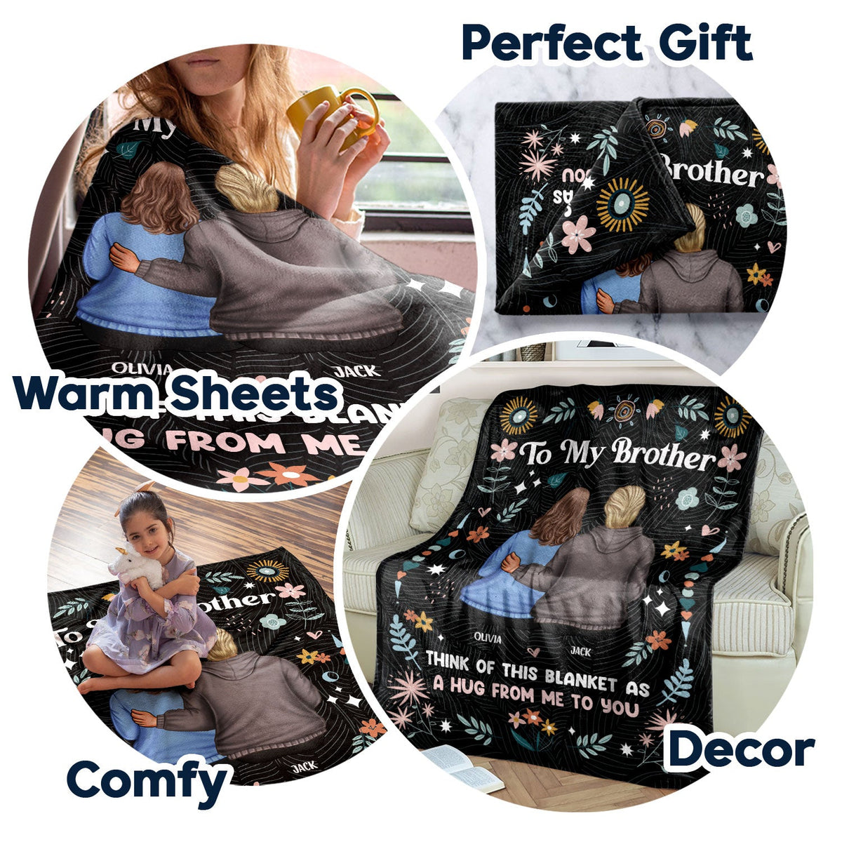 Brother Sister Think Of This Blanket - Gift For Sisters - Personalized Fleece Blanket