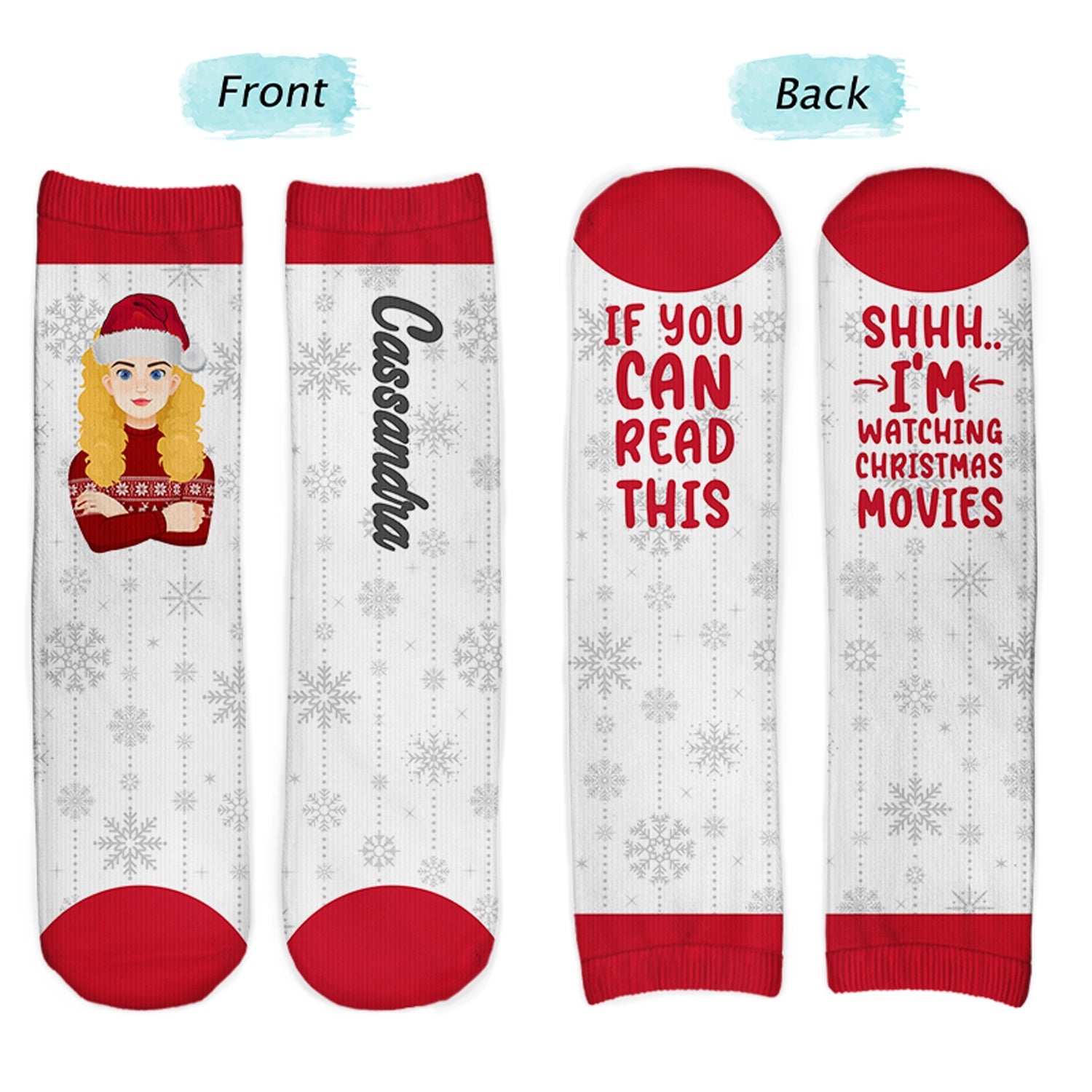 Watching Christmas Movies - Christmas Gift For Family - Personalized Socks