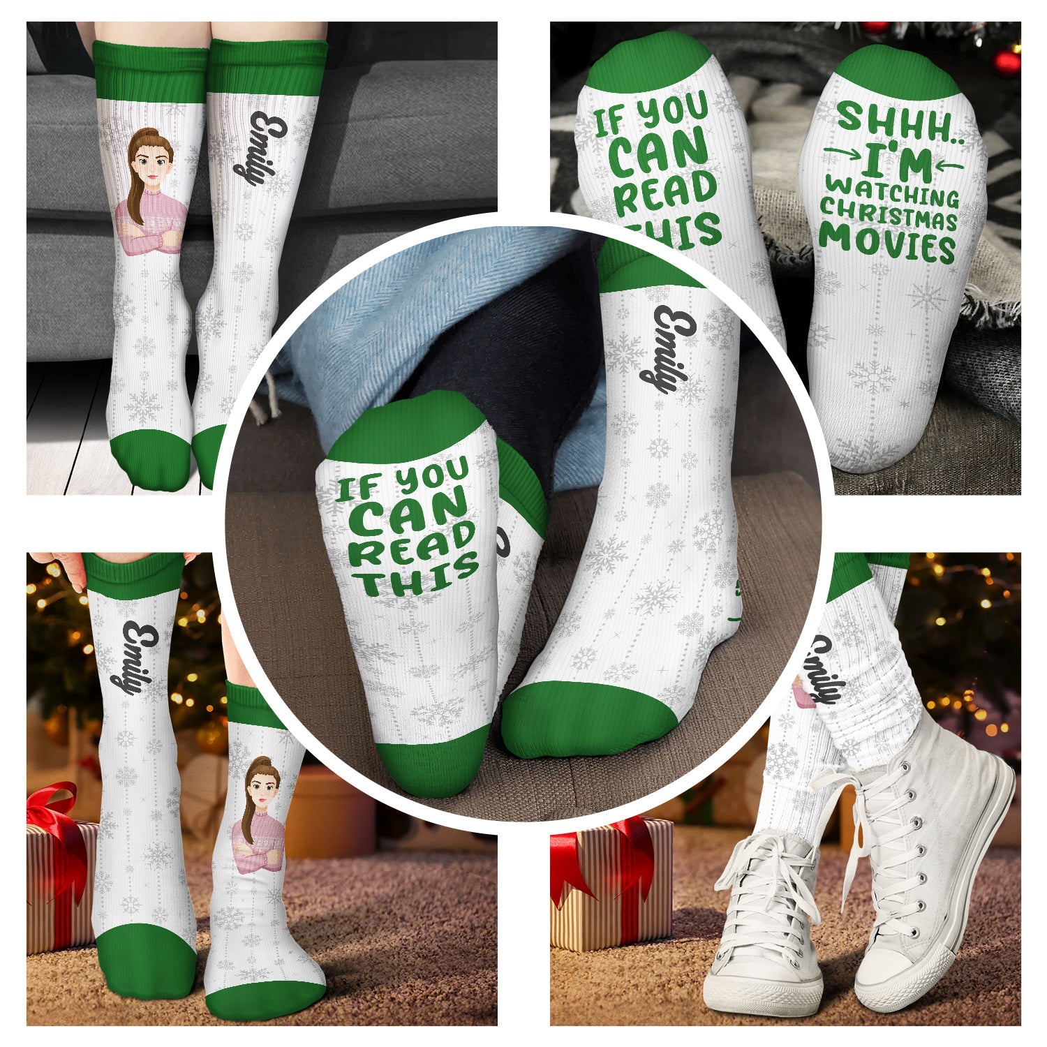 Watching Christmas Movies - Christmas Gift For Family - Personalized Socks