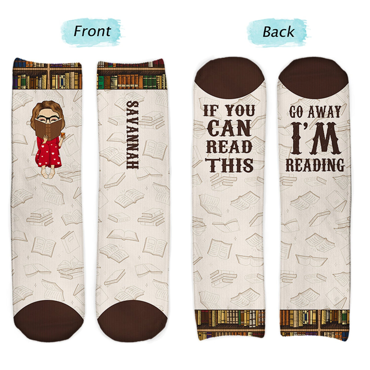 I'm Reading - Gift For Book Lovers - Personalized Socks