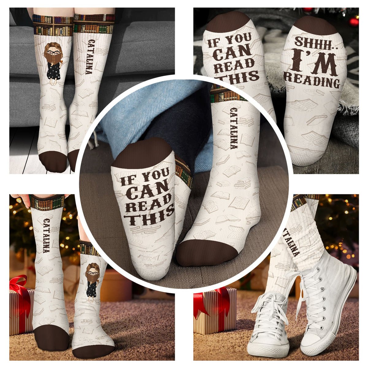 I'm Reading - Gift For Book Lovers - Personalized Socks