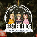 Christmas Cartoon Drinking Congrats On Being My Best Friends - Gift For Bestie - Personalized Custom Shaped Acrylic Ornament