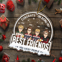 Christmas Cartoon Drinking Congrats On Being My Best Friends - Gift For Bestie - Personalized Custom Shaped Acrylic Ornament