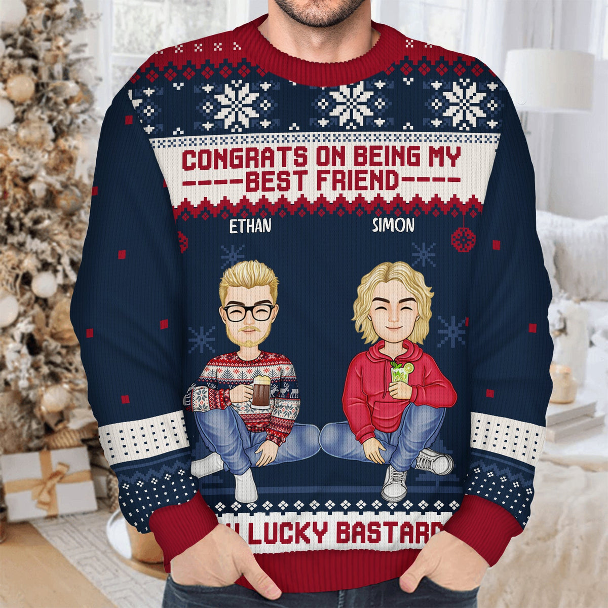 Christmas Congrats On Being My Bestie - Gift For Bestie - Personalized Unisex Ugly Sweater