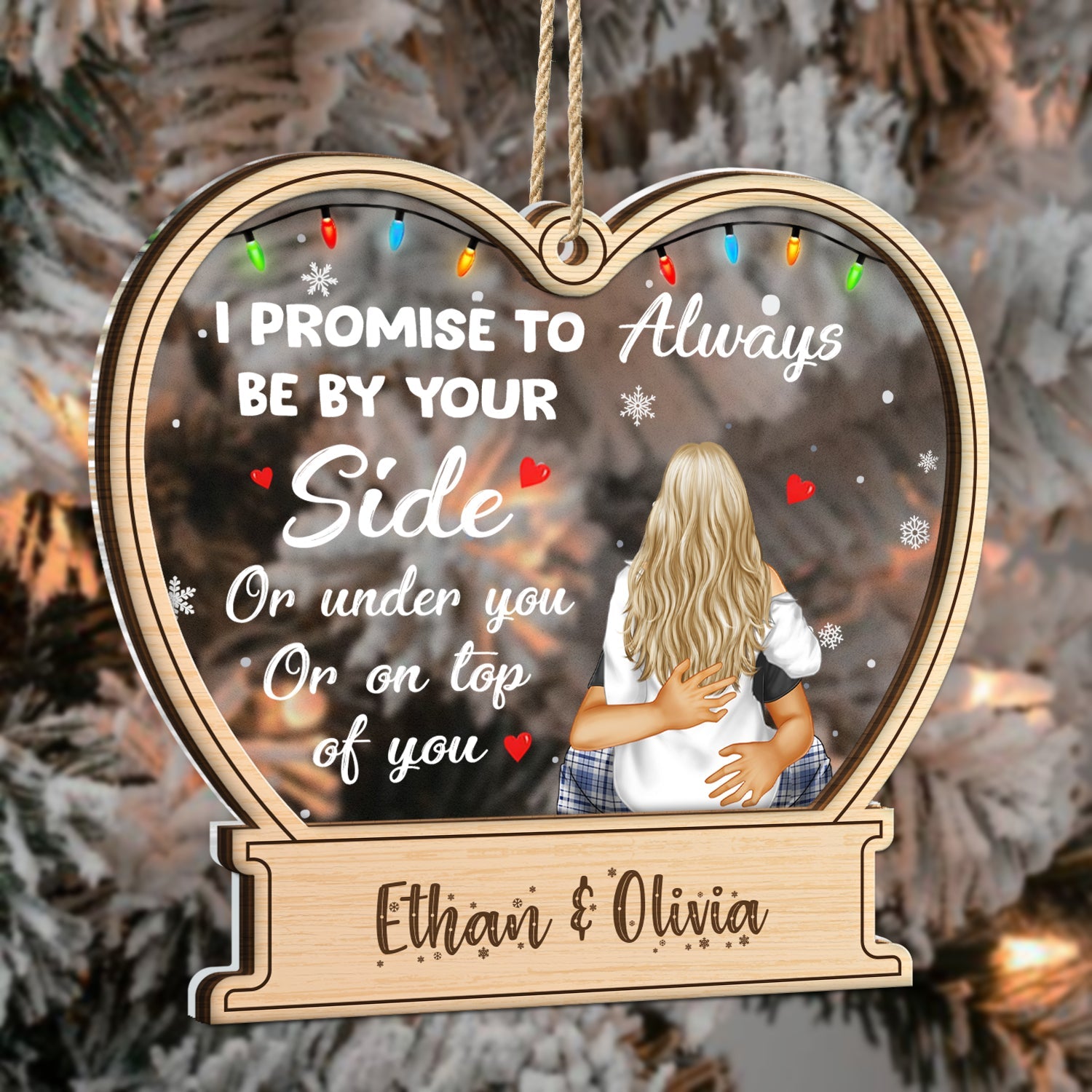 Christmas Kissing Couple I Promise To Always By Your Side - Gift For Couples - Personalized 2-Layered Mix Ornament