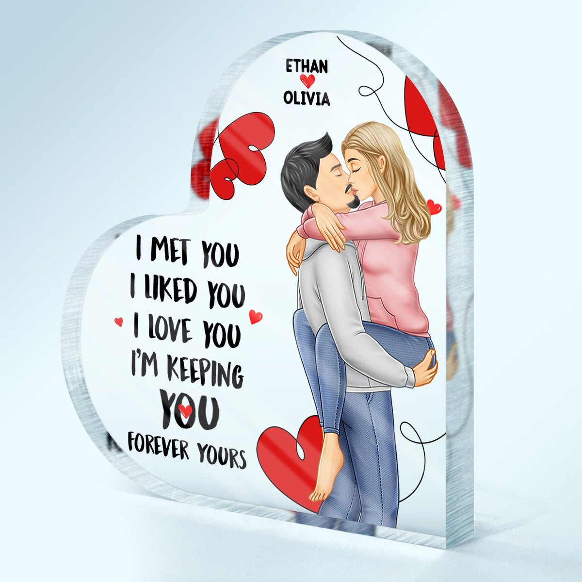 Couple Forever Yours - Gift For Couples - Personalized Heart Shaped Acrylic Plaque