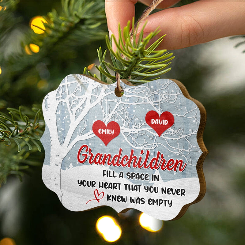 Family Tree Fill A Space In Your Heart - Gift For Grandparents - Personalized Custom Wooden Ornament