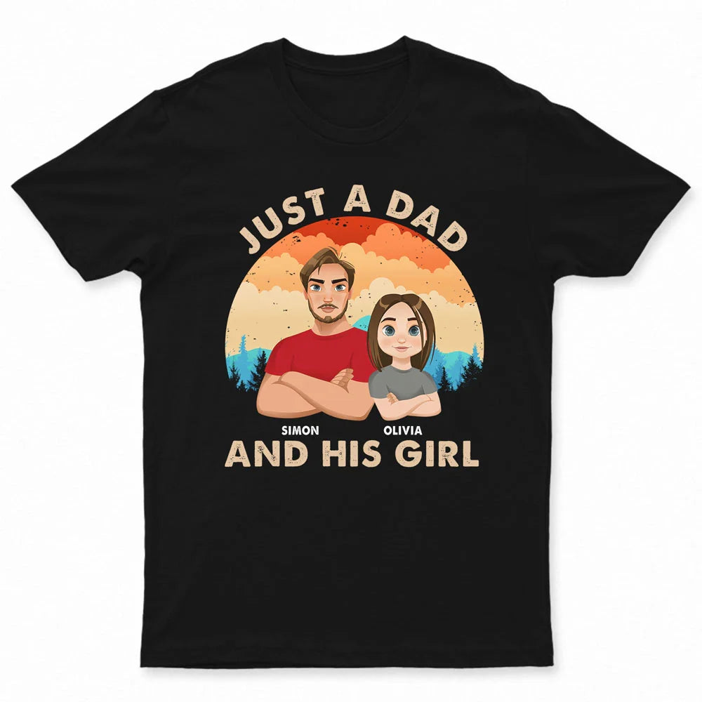 Just A Dad And His Girl Flat Art - Personalized T Shirt