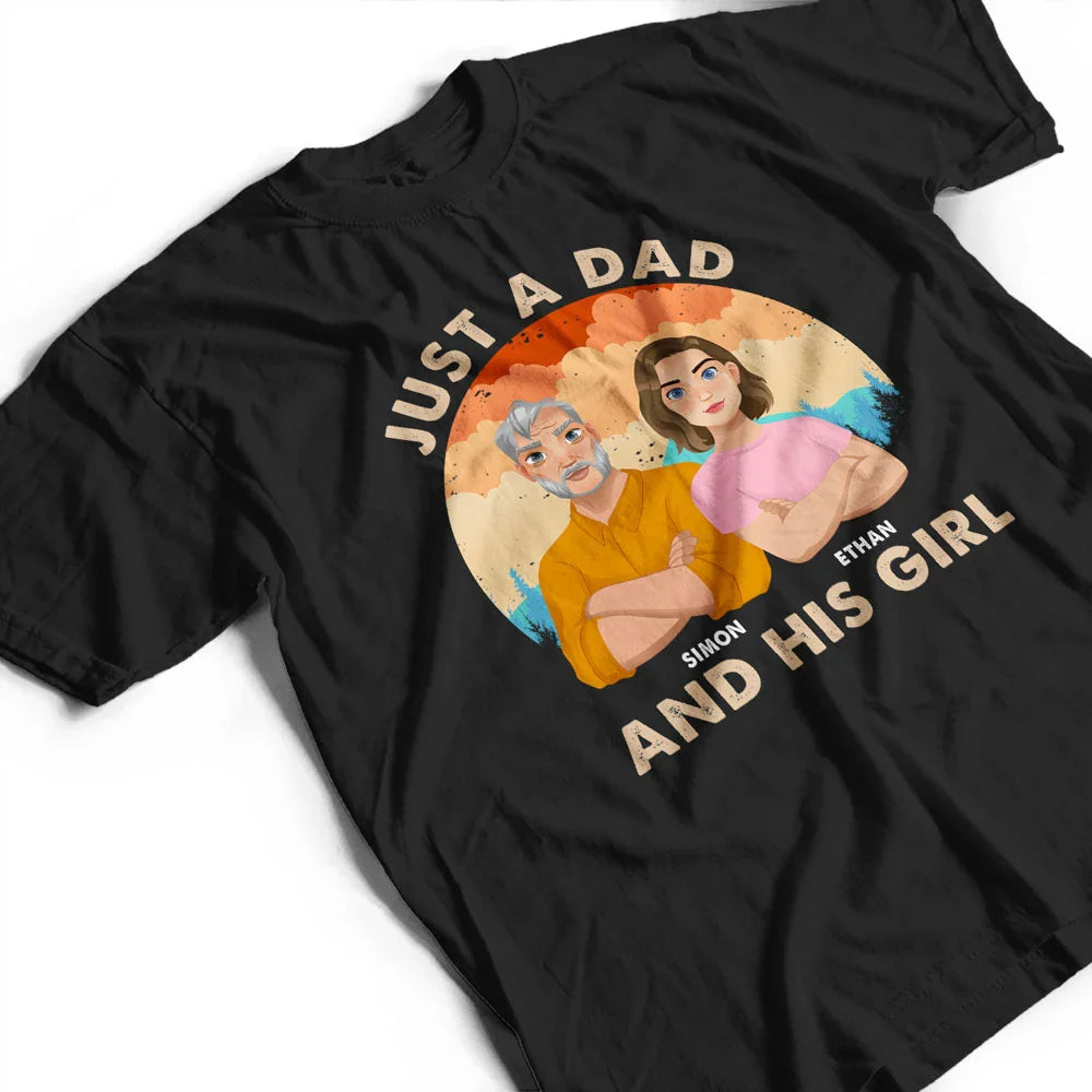 Just A Dad And His Girl Flat Art - Personalized T Shirt