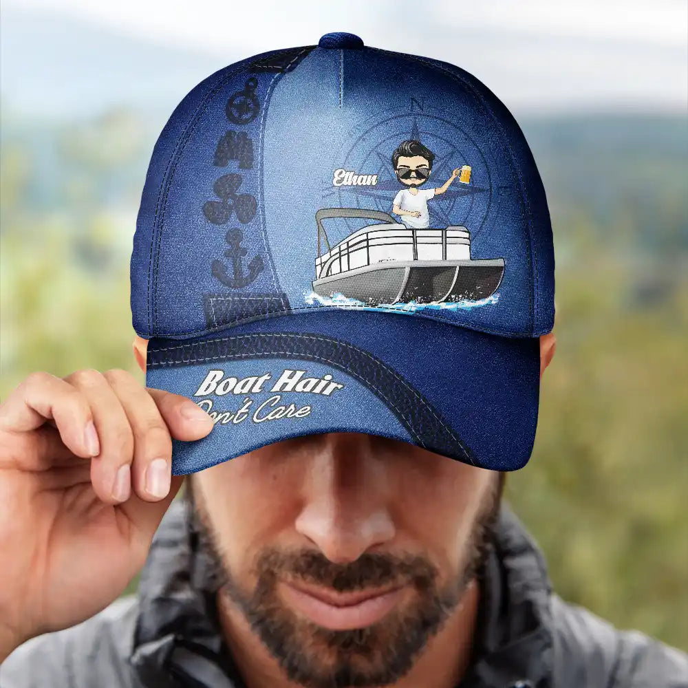 Pontoon Boat Hair Don't Care - Personalized Classic Cap