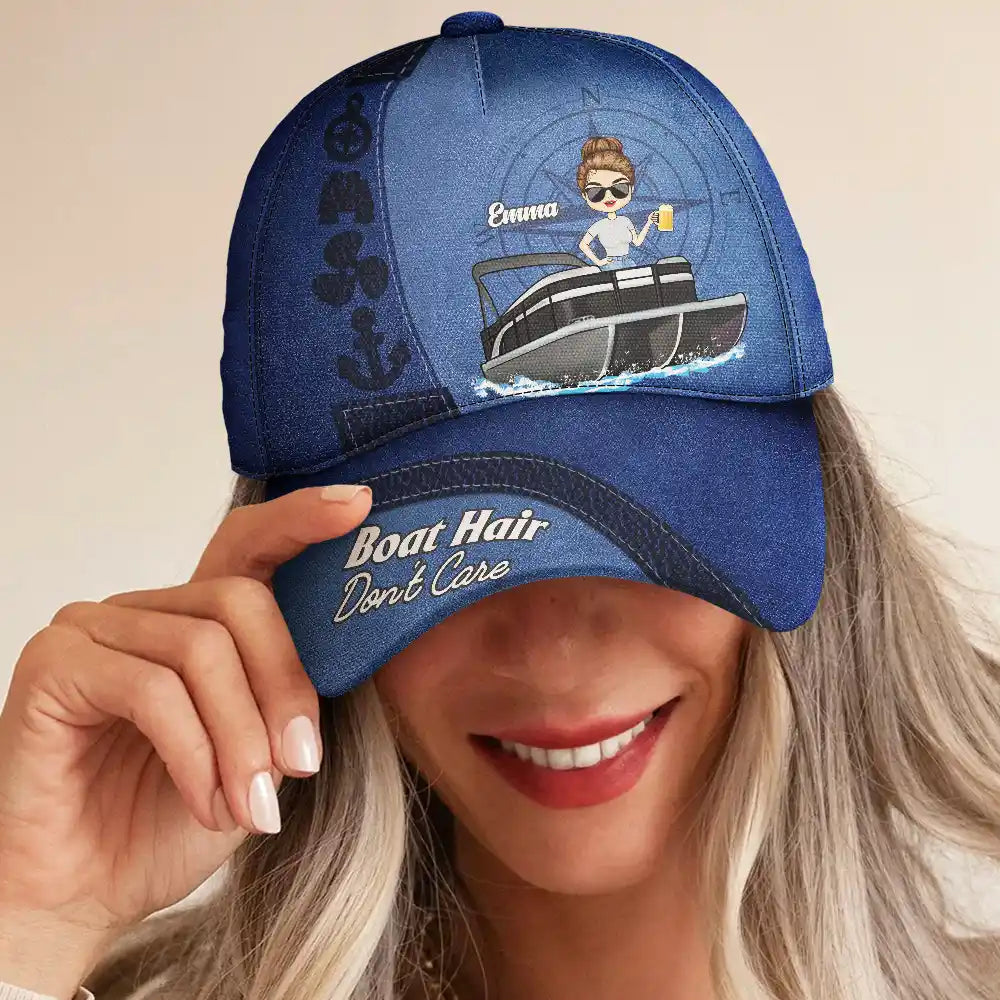 Pontoon Boat Hair Don't Care - Personalized Classic Cap