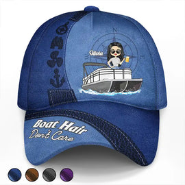 Pontoon Boat Hair Don't Care - Personalized Classic Cap