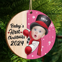 Custom Photo Christmas Santa Baby - Personalized 2-Layered Wooden Ornament