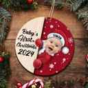 Custom Photo Christmas Santa Baby - Personalized 2-Layered Wooden Ornament