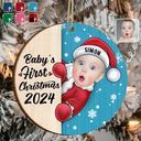 Custom Photo Christmas Santa Baby - Personalized 2-Layered Wooden Ornament