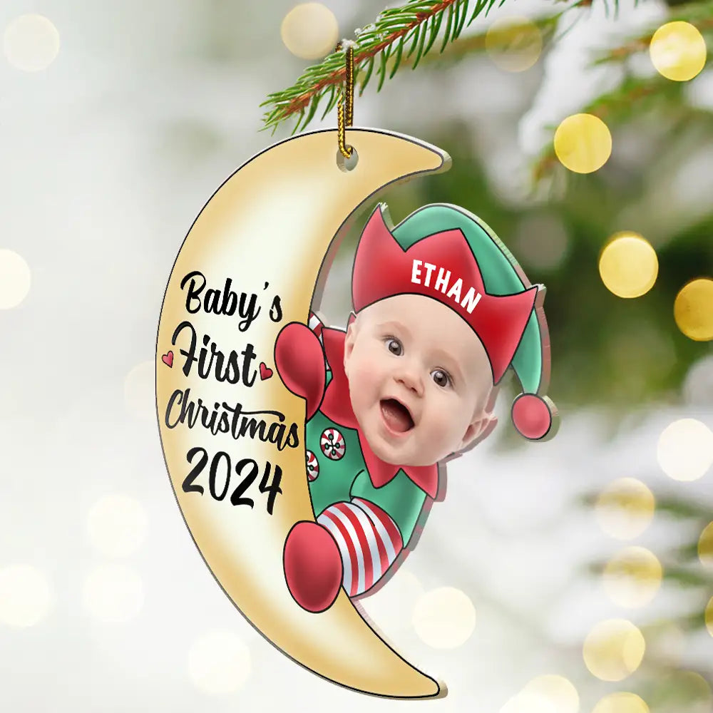 Custom Photo Christmas Santa Baby - Personalized Cutout Acrylic Ornament