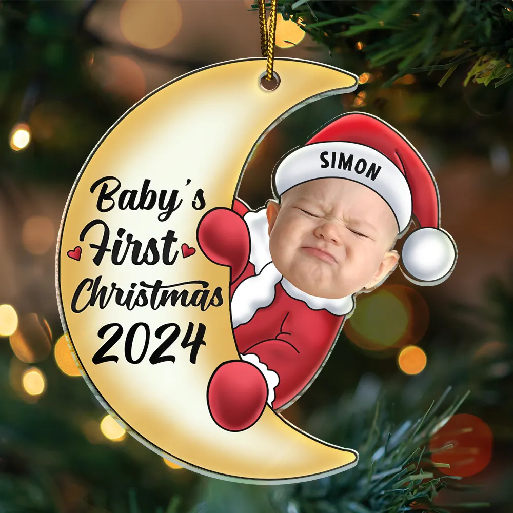 Custom Photo Christmas Santa Baby - Personalized Cutout Acrylic Ornament