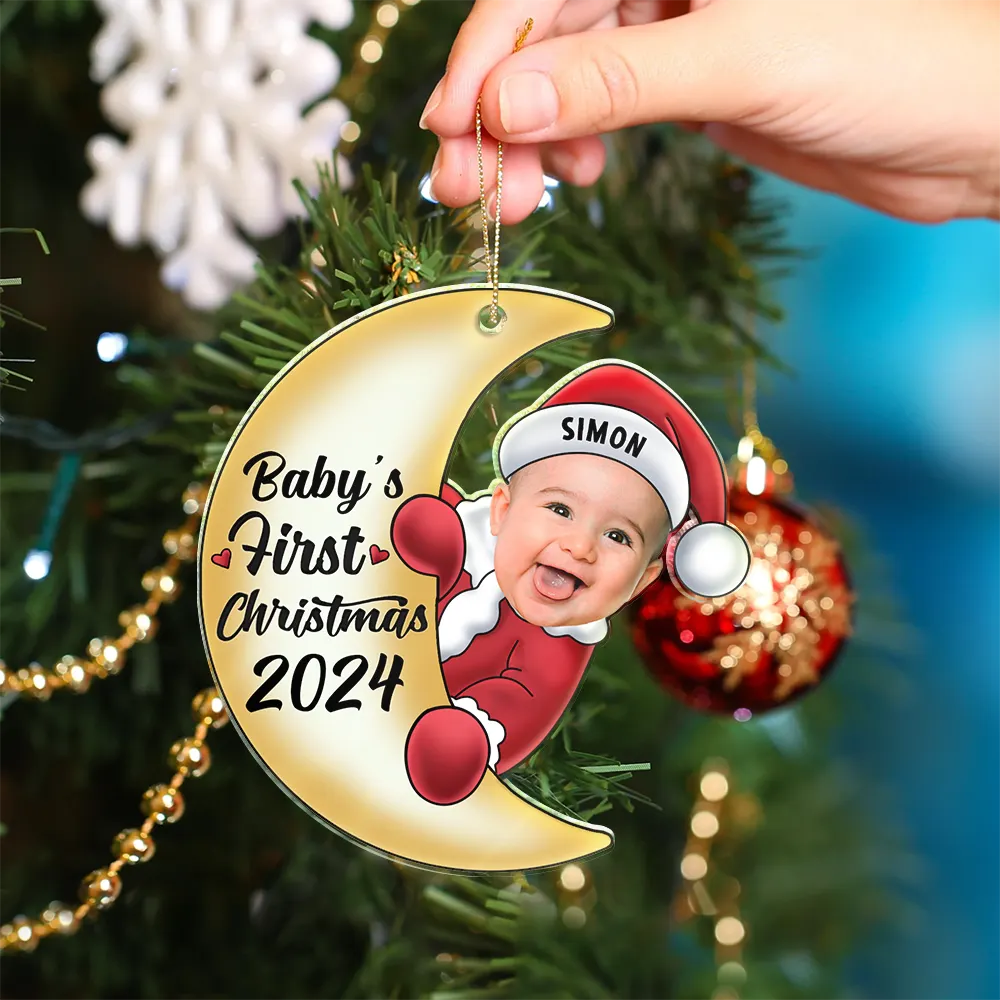 Custom Photo Christmas Santa Baby - Personalized Cutout Acrylic Ornament