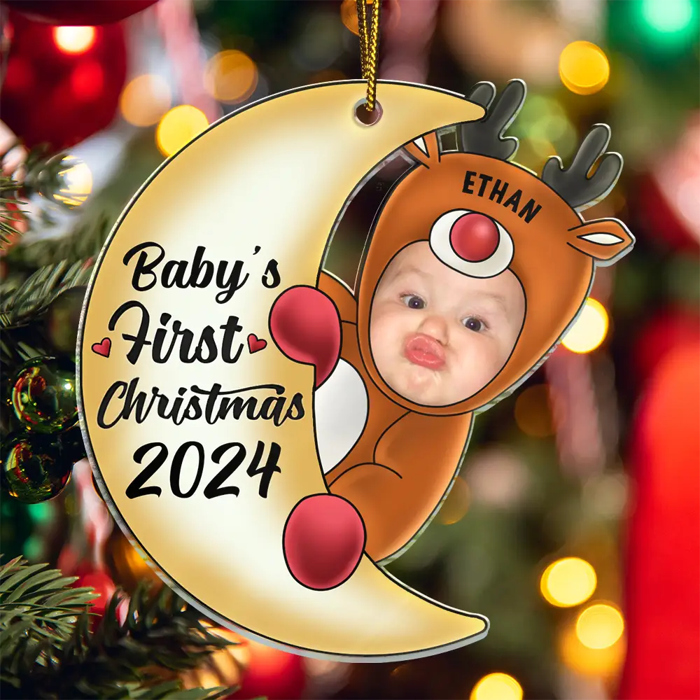 Custom Photo Christmas Santa Baby - Personalized Cutout Acrylic Ornament