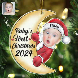 Custom Photo Christmas Santa Baby - Personalized Cutout Acrylic Ornament