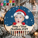 New baby, New Dad, New Mom - Custom Photo Christmas Baby Crib - Personalized 2-Layered Wooden Ornament
