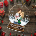 Gift For Couples - Christmas Snow Globe Never Want To Stop Making Memories - Personalized Custom Shaped Acrylic Ornament