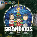 Christmas,Gift For Grandma,Gift For Grandpa,Gift For Grandparents,Love - Grandkids Sitting Together - Personalized Custom Shaped Acrylic Ornament