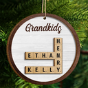 Gift For Grandparents, Gift For Grandma, Gift For Grandpa - Grandkids Christmas Crossword Scrabble - Personalized 2-Layered Wooden Ornament