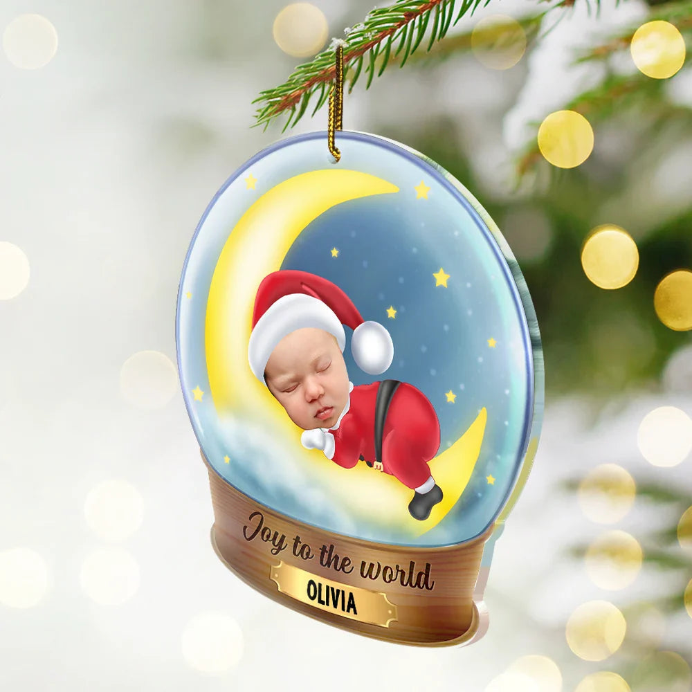 Custom Photo Christmas Baby Sleeping On The Moon - Personalized Custom Shaped Acrylic Ornament - Custom Photo Christmas Baby Sleeping On The Moon - Personalized Custom Shaped Acrylic Ornament