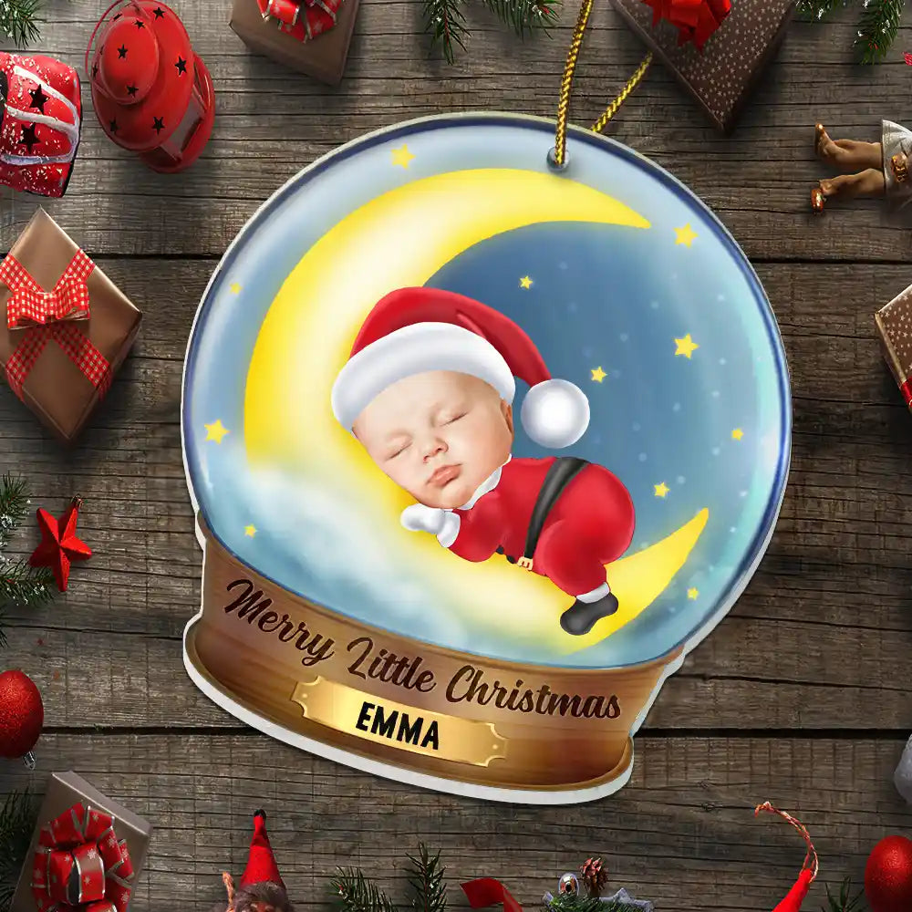 Custom Photo Christmas Baby Sleeping On The Moon - Personalized Custom Shaped Acrylic Ornament - Custom Photo Christmas Baby Sleeping On The Moon - Personalized Custom Shaped Acrylic Ornament